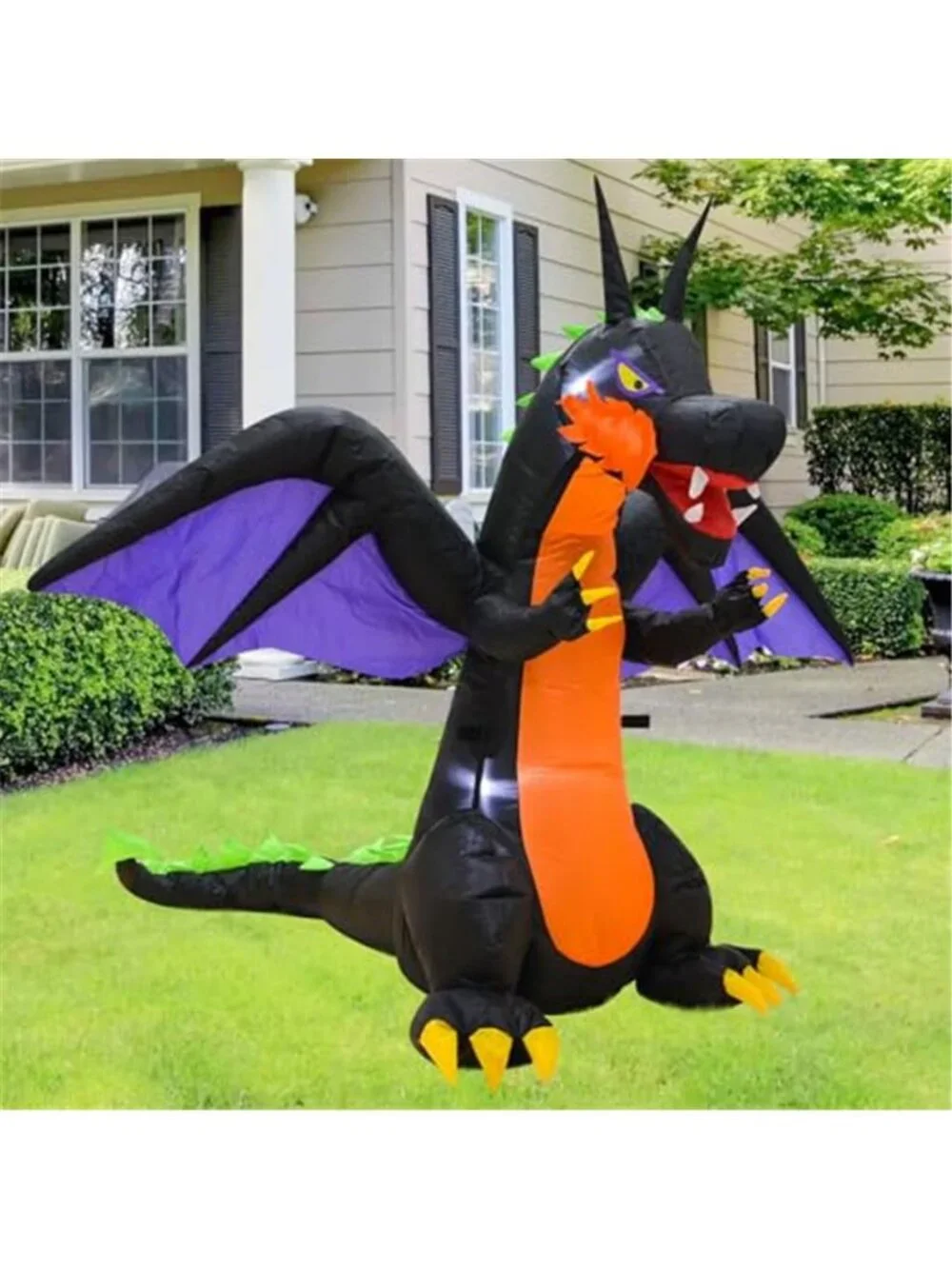 4FT Purple Dinosaur Halloween Inflatable Decor with LED Lights